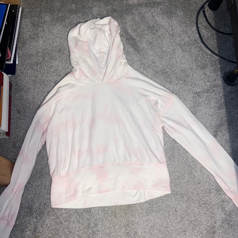 Aerie offline cropped sweatshirt light pink and white size medium